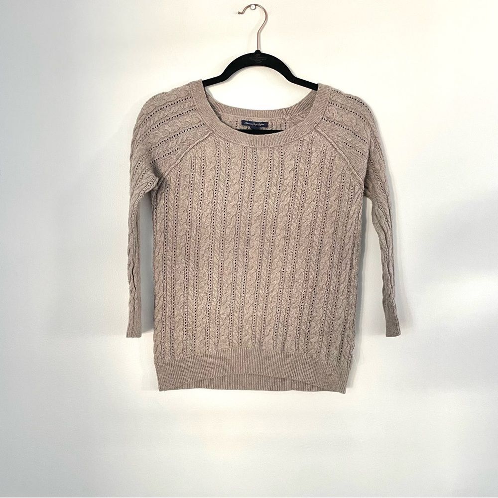 American Eagle sweater womens tan knitted sweater size xsmall - Picture 2 of 6